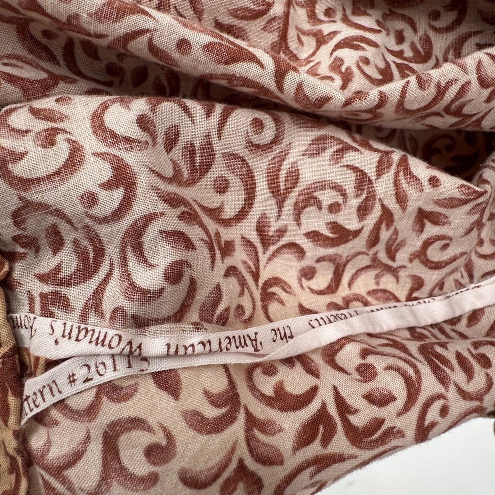 Handmade Brown Scroll Print Tiered Maxi Skirt Ruffle Hem L Cottagecore Costume - Picture 9 of 10
